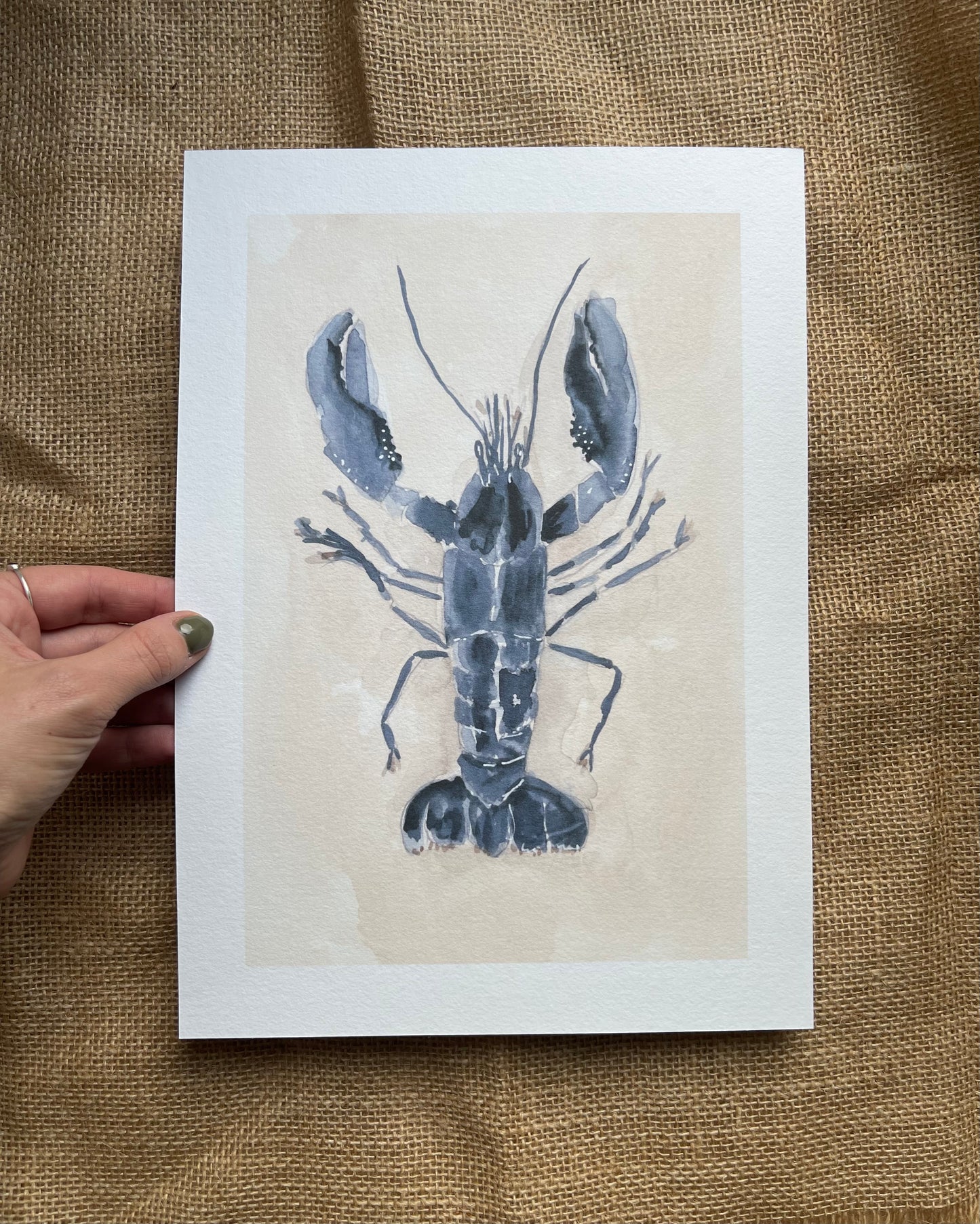 Blue Lobster Watercolour Print