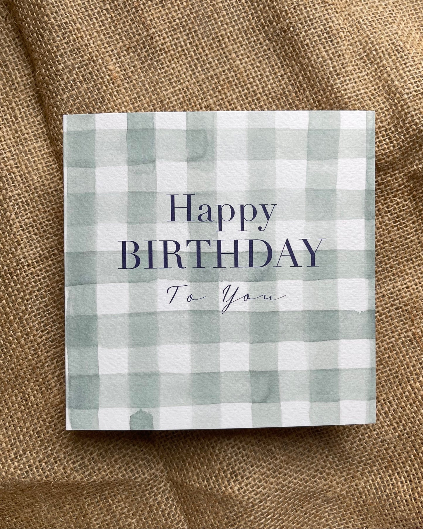 Happy Birthday Card Green Check