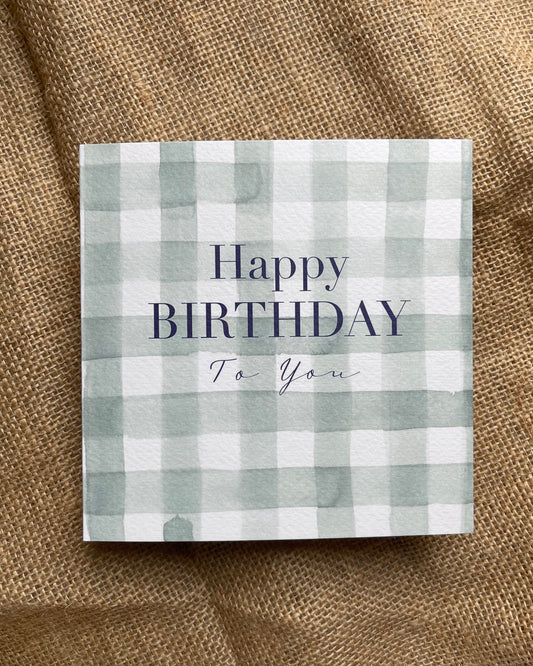 Happy Birthday Card Green Check