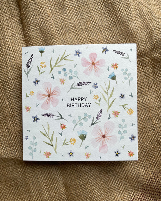 Happy Birthday Flowers Card