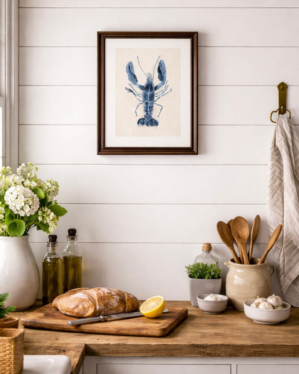 Blue Lobster Watercolour Print